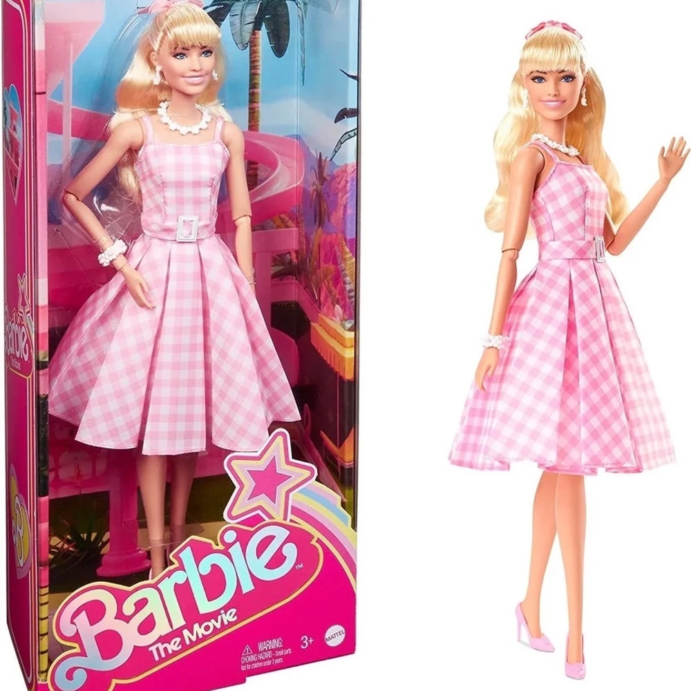 Barbie The Movie: Margot Robbie in Pink Gingham Dress - Collectible Doll 😍